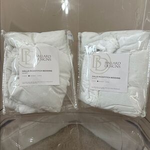 Ballard Designs Halle Pickstitch Quilted Bedding Sham - White (2) STANDARD